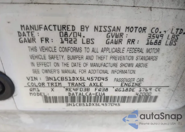 3N1CB51DX5L457045: 43991731