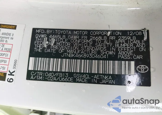 JTNBK46K893046041: 43991738