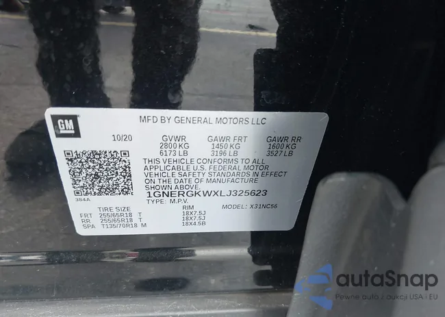 1GNERGKWXLJ325623: 43991777