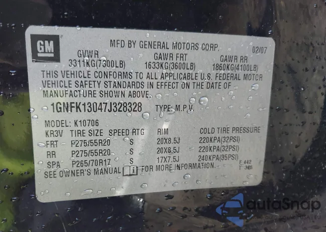 1GNFK13047J328328: 43991786