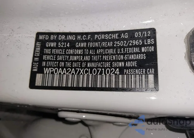 WP0AA2A7XCL071024: 43991869