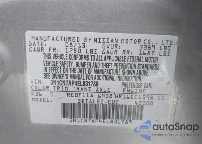 3N1CN7AP4EL831789: 43991890