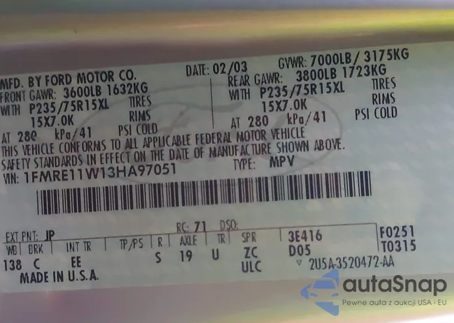 1FMRE11W13HA97051: 43991898