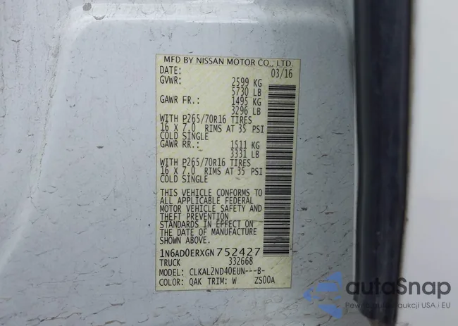 1N6AD0ERXGN752427: 43991920