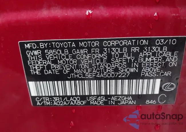 JTHCL5EF4A5007227: 43992063