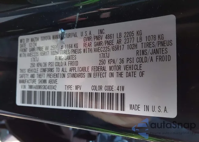 7MMVABBM9SN340042: 43992093