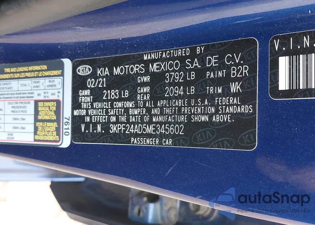 3KPF24AD5ME345602: 43992200