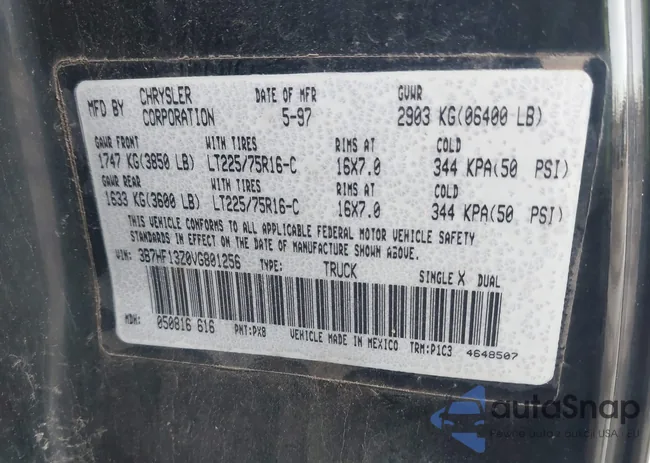 3B7HF13Z0VG801256: 43991443