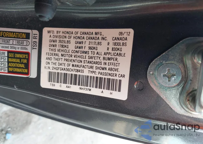 2HGFG4A56CH708455: 43991515