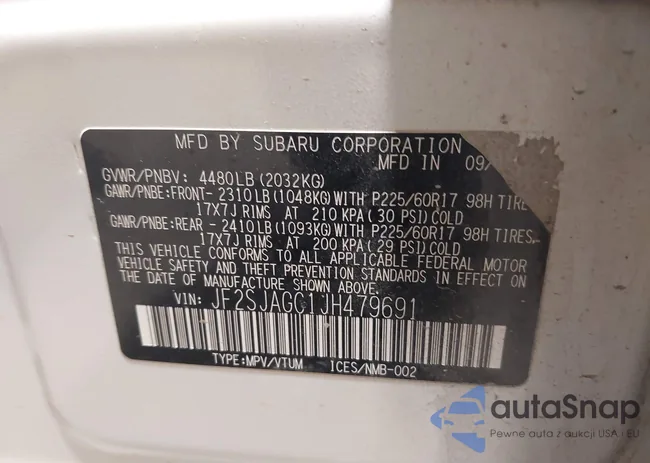 JF2SJAGC1JH479691: 43991581