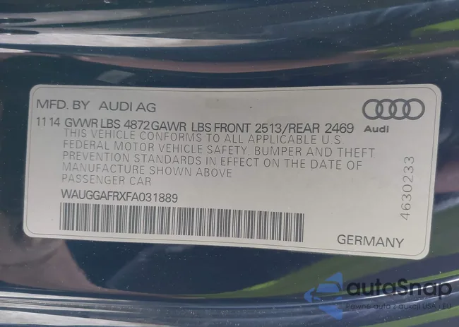 WAUGGAFRXFA031889: 43991610