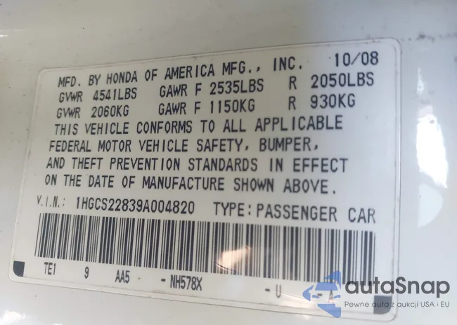 1HGCS22839A004820: 43992735