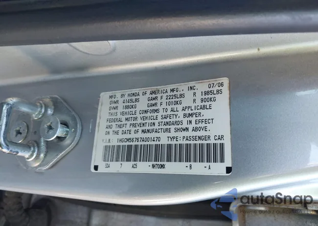 1HGCM56767A001470: 43992909