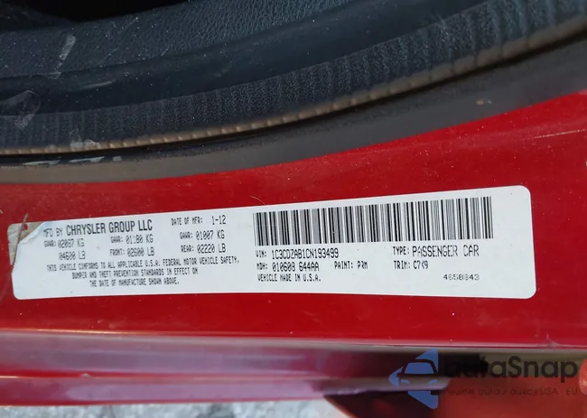 1C3CDZAB1CN193499: 43993145