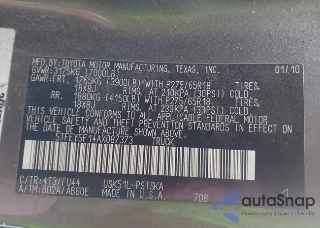 5TFEY5F14AX087373: 43993165