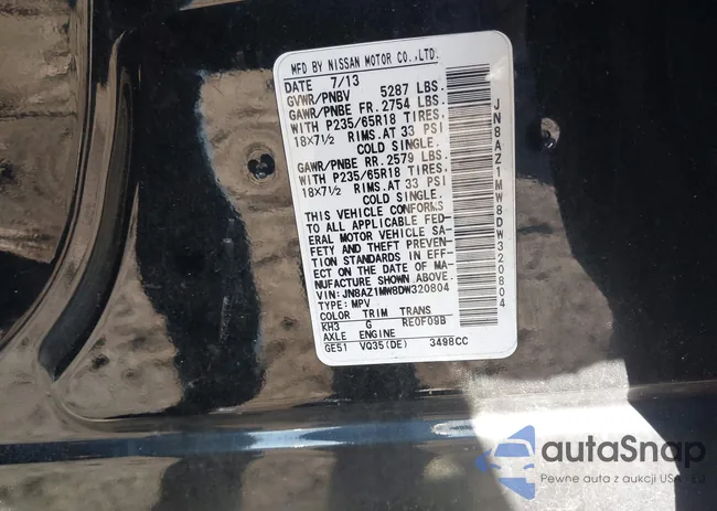 JN8AZ1MW8DW320804: 43993169