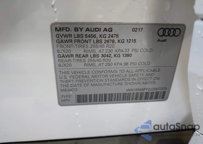 WA1BNAFY2J2007223: 43993178