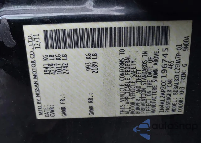 1N4AL2AP2CC196745: 43993203