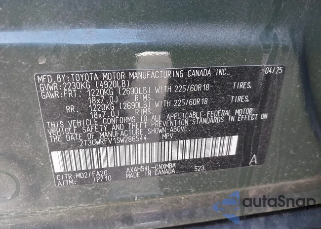 2T3UWRFV1SW286544: 43993673