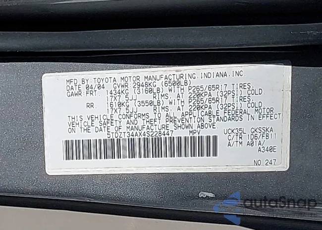 5TDZT34AX4S228447: 43993742