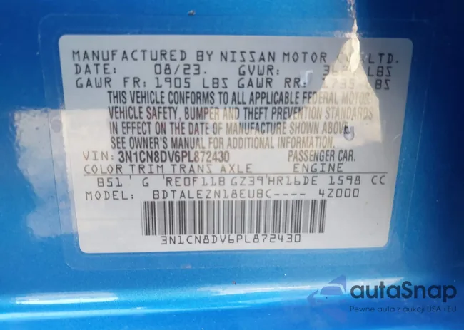 3N1CN8DV6PL872430: 43993822