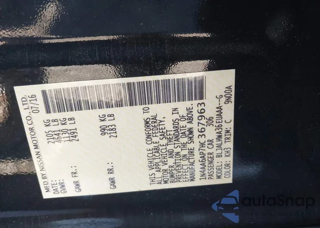 1N4AA6AP7HC367963: 43993845