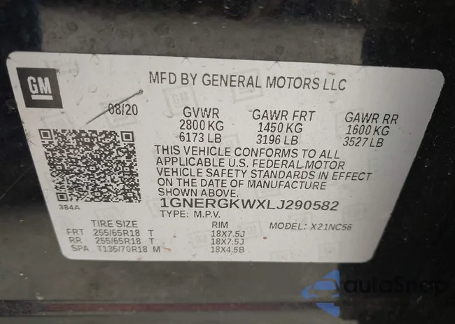 1GNERGKWXLJ290582: 43993927