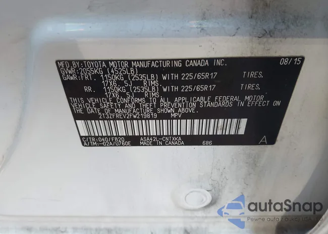 2T3ZFREV2FW219819: 43993974