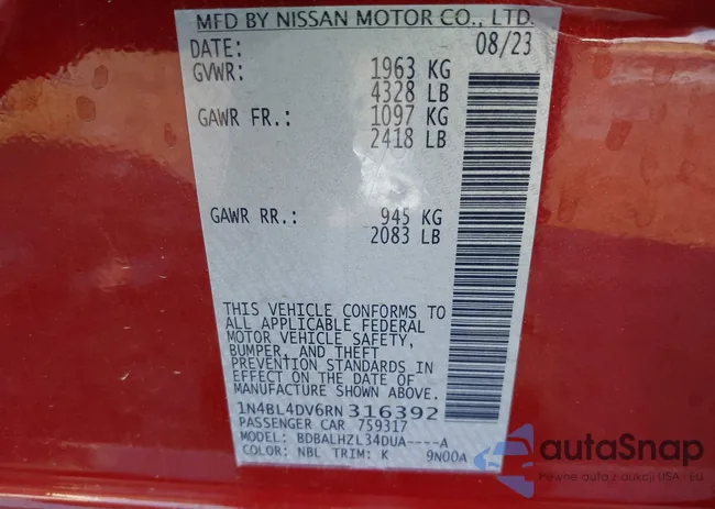 1N4BL4DV6RN316392: 43994085