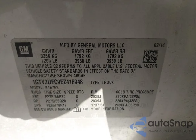 1GTV2UEC9EZ416948: 43994165