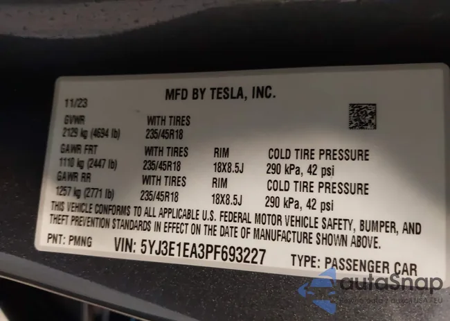 5YJ3E1EA3PF693227: 43993402