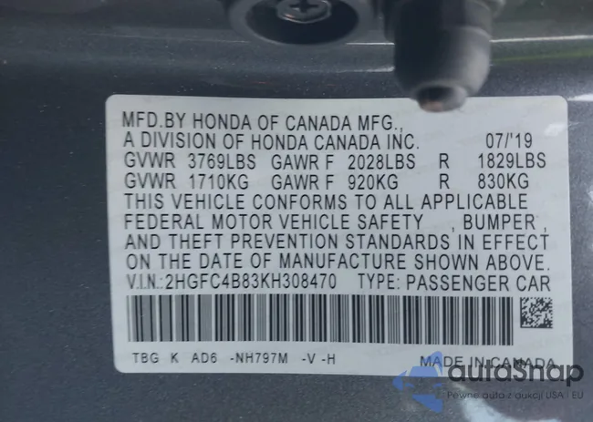 2HGFC4B83KH308470: 43993414