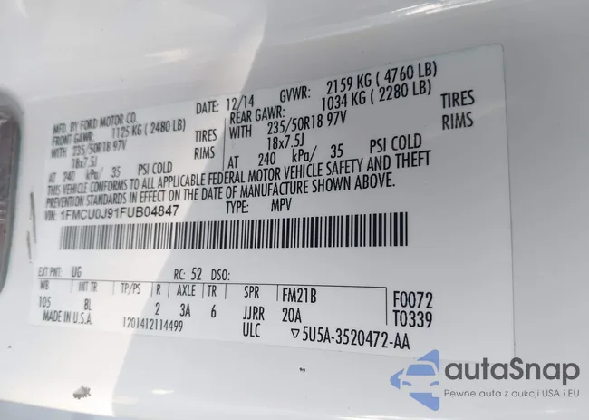 1FMCU0J91FUB04847: 43993416