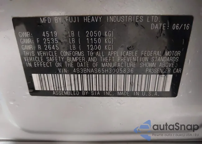 4S3BNAS65H3005836: 43993433