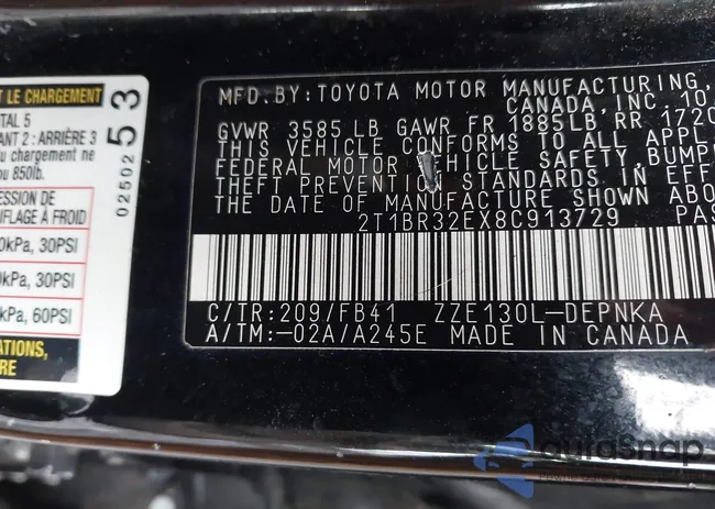 2T1BR32EX8C913729: 43994672