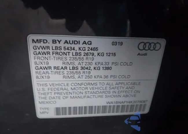 WA1BNAFY4K2079087: 43994755