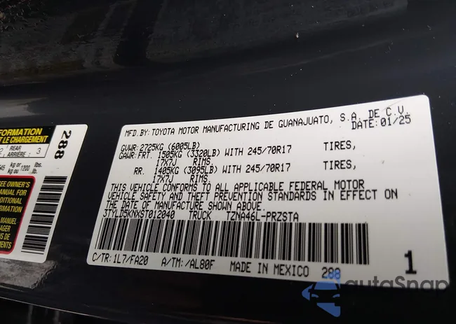 3TYLD5KNXST012040: 43994831