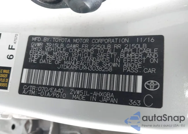 JTDKARFU9H3038258: 43994995