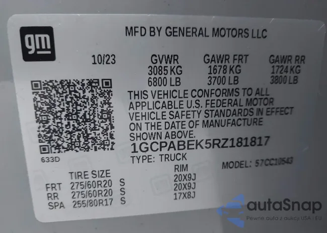 1GCPABEK5RZ181817: 43995007