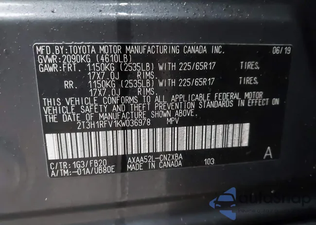 2T3H1RFV1KW036978: 43995082