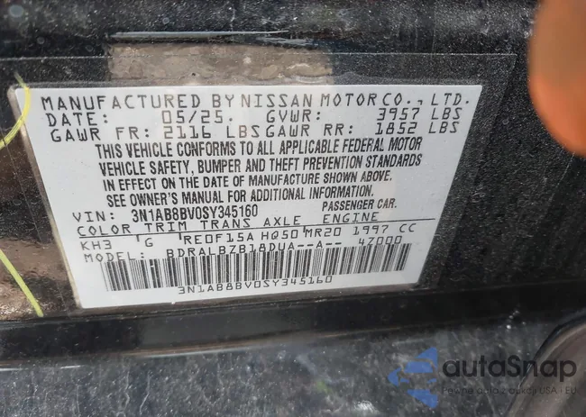 3N1AB8BV0SY345160: 43995101