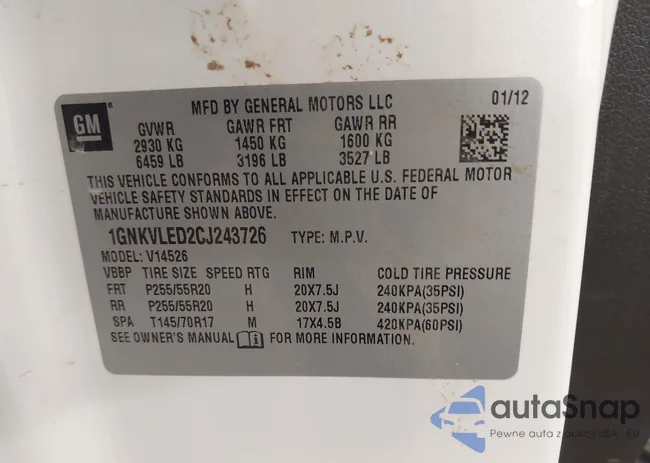 1GNKVLED2CJ243726: 43995105