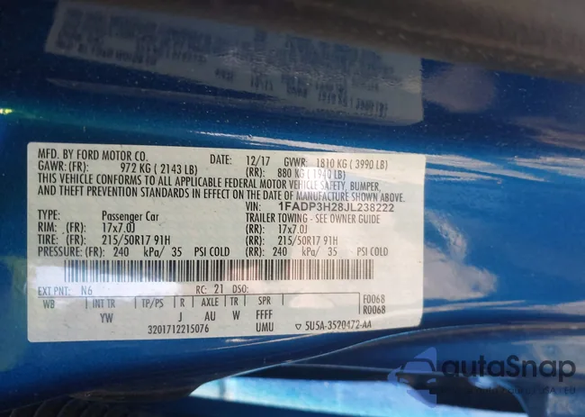 1FADP3H28JL238222: 43995111