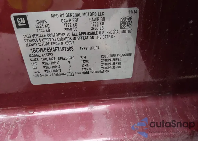 1GCVKPEH4FZ197508: 43995135