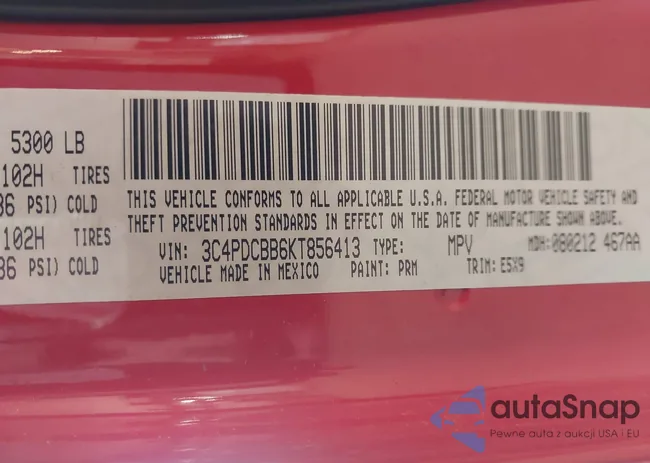 3C4PDCBB6KT856413: 43994323