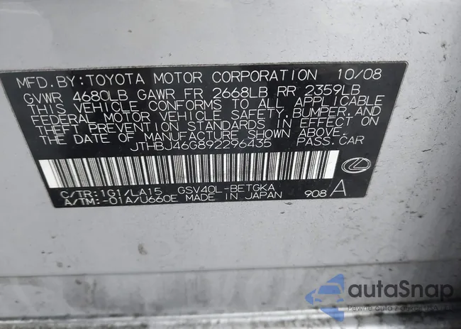 JTHBJ46G892296435: 43994566