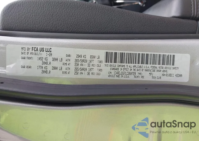 1C4RDJDG7LC260729: 43994572