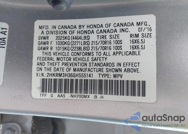 2HKRM3H36GH555141: 43994601