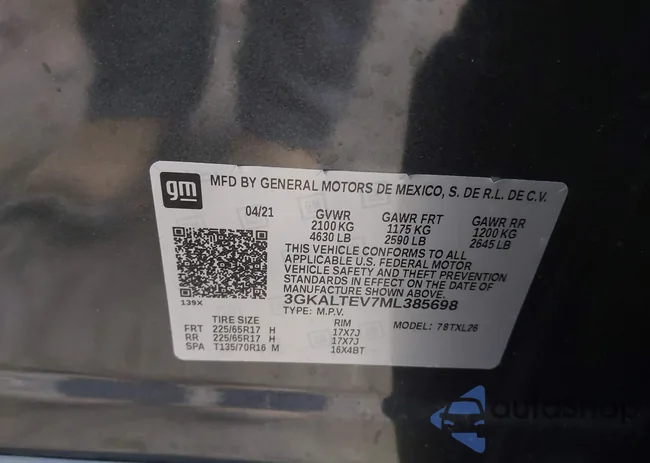 3GKALTEV7ML385698: 43995683