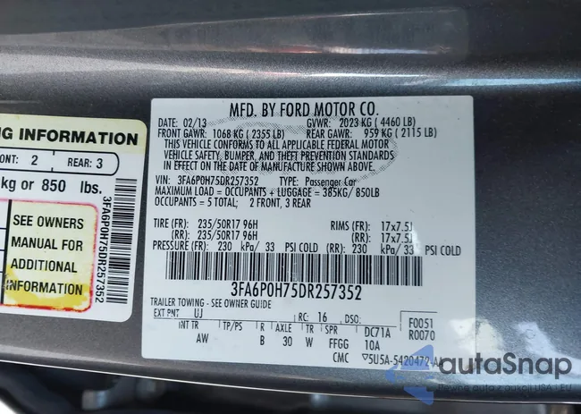 3FA6P0H75DR257352: 43995710